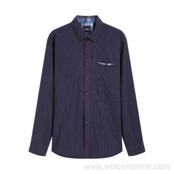 Single Pocket Stripe Pattern Casual Mens Shirt